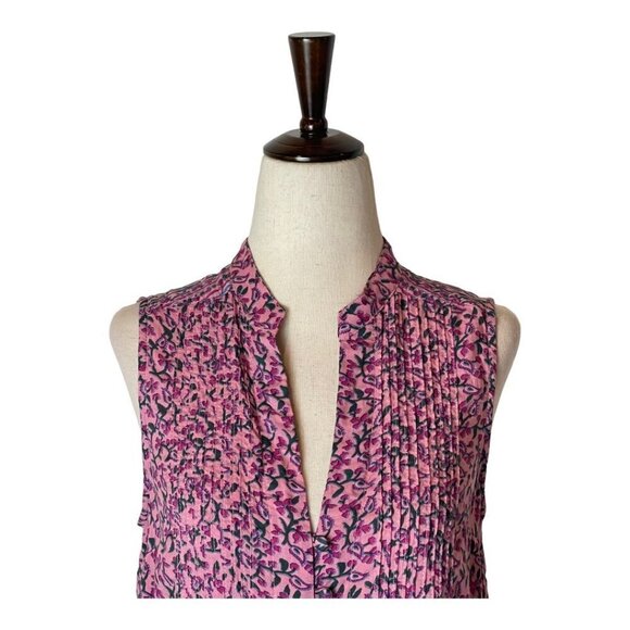 Maeve Anthropologie Purple Petunia Floral Print Pintucked Tank‎ Blouse XS - Picture 4 of 10
